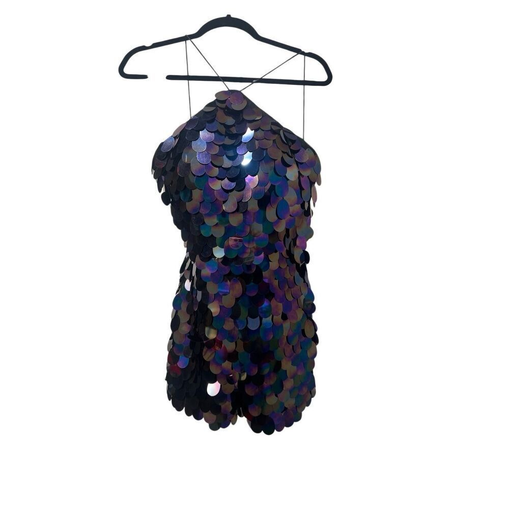 Rachel Allan Womens Sequin Homecoming Cocktail Romper Iridescent Sz 2 NWT